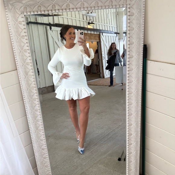 Club L London Dresses & Skirts - Club L London White Fit and Flare Bell Sleeve Dress